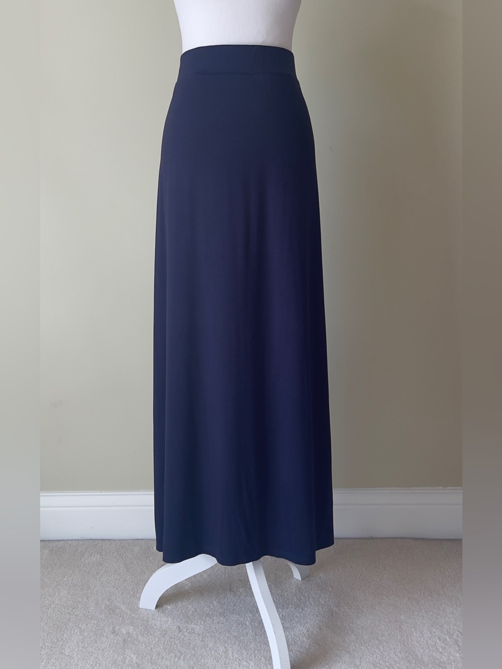 J. Crew Navy Maxi Skirt with Sleek High Waist with Elastic Waistband NWT Size XL
